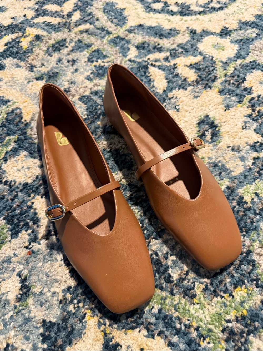 Larroude Brown Leather Mary Jane Ballet Flats Size 8.5